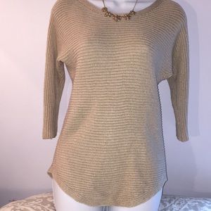 NY Company Tan 3/4 Sleeve Sweater Size XS